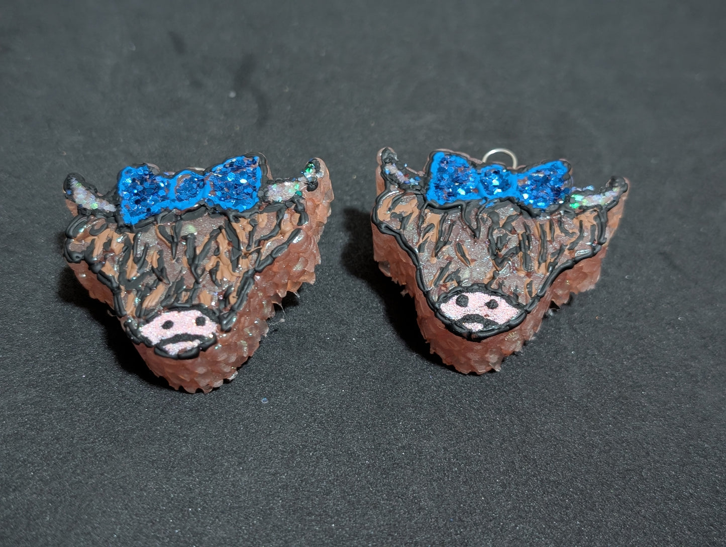 Blue Highland Cow Vent Clips -Decorated $10.00