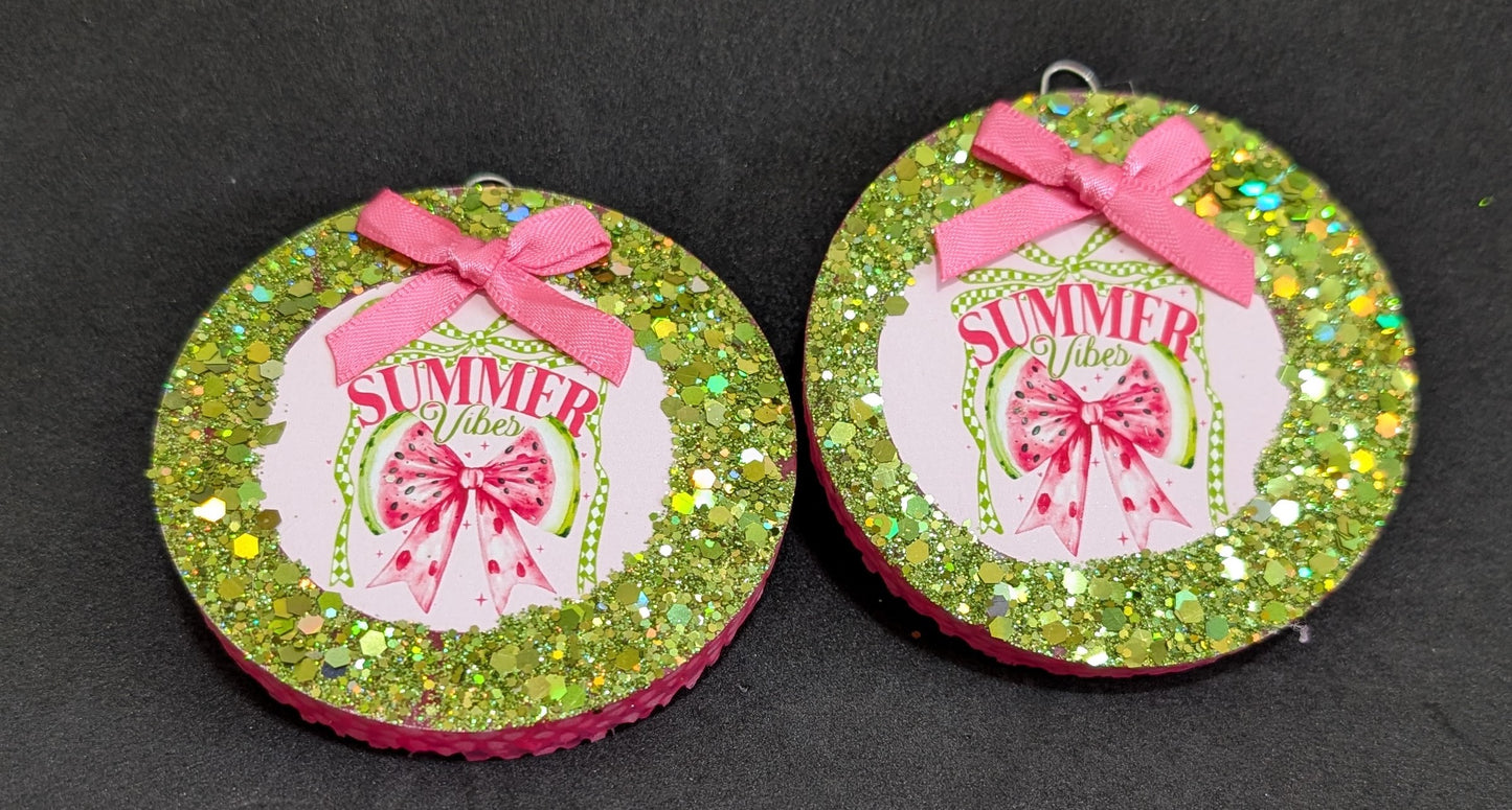 Summer Vibes Watermelon Bow Vent Clips -Decorated $10.00