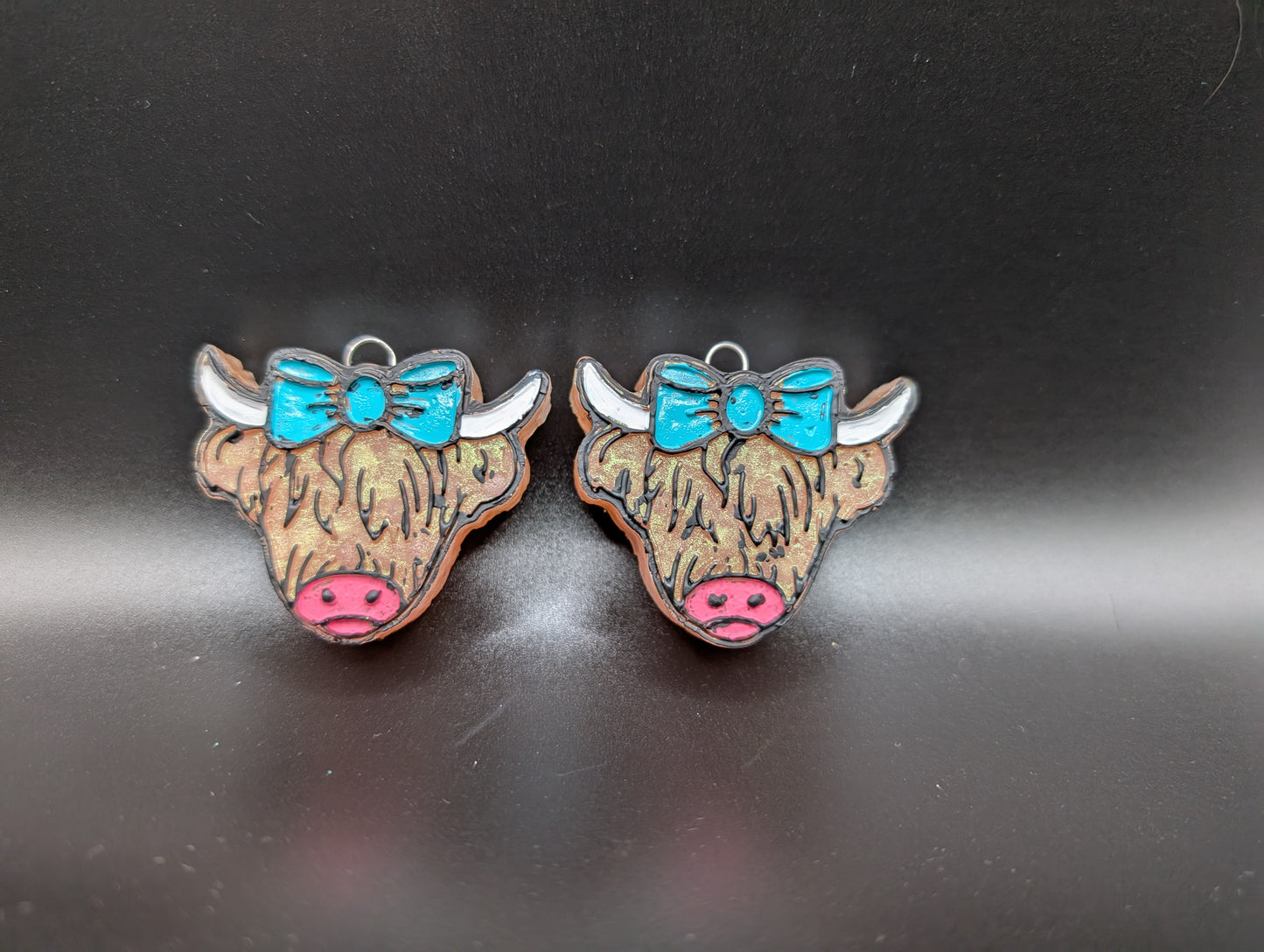 Highland Cow Pink Vent Clips -Decorated $10.00