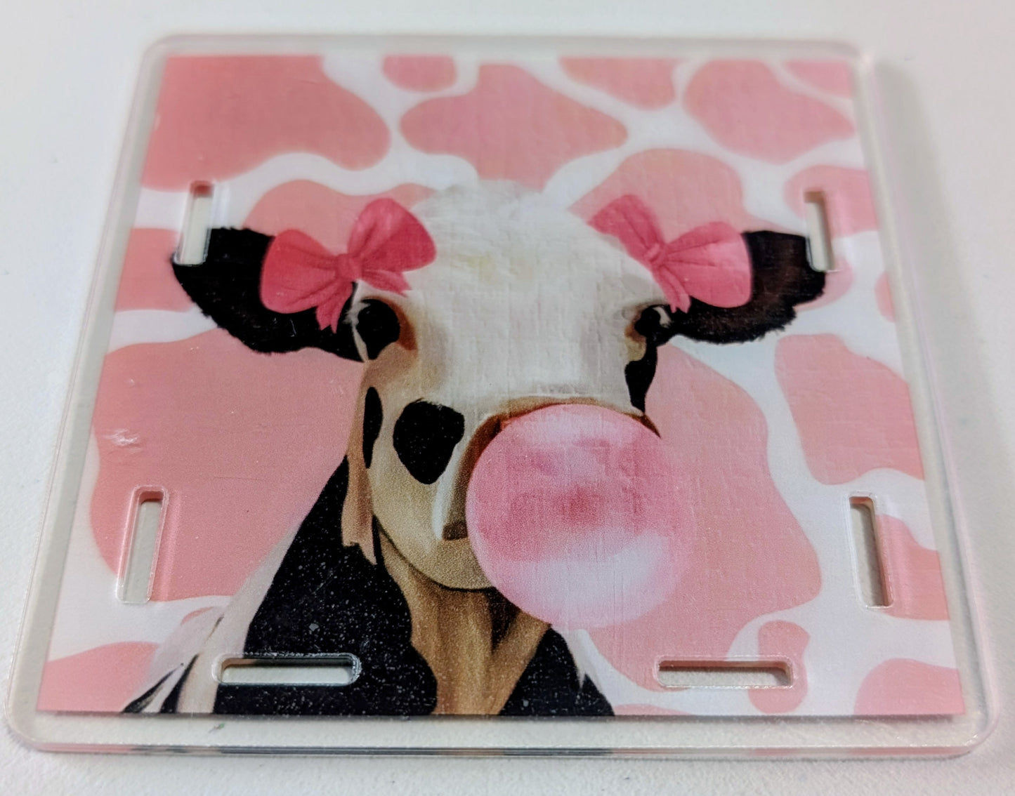 Holstein Cow with Pink Bows and Bubble Pen Box