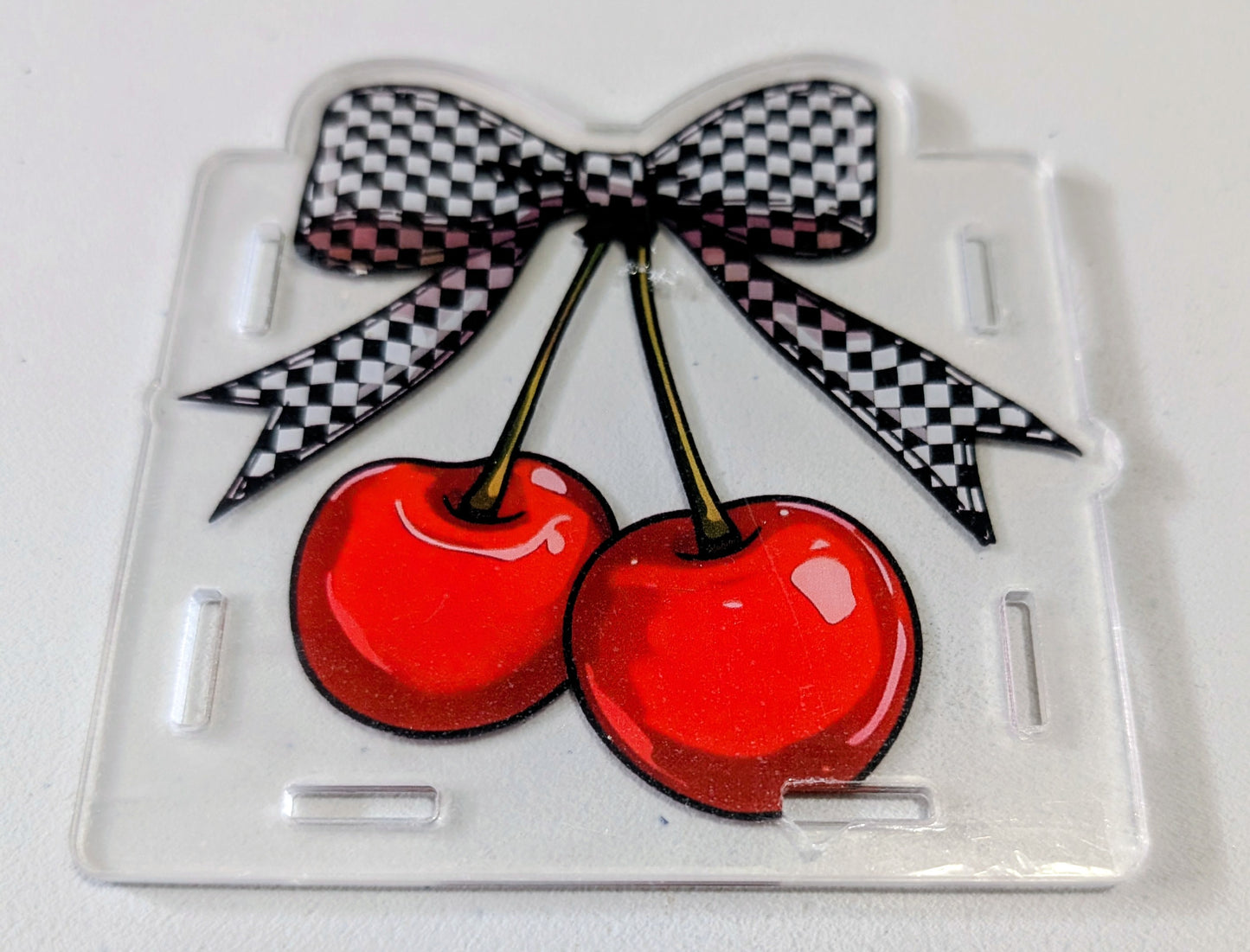 Cherries with Black and White Checkered Bow Pen Box