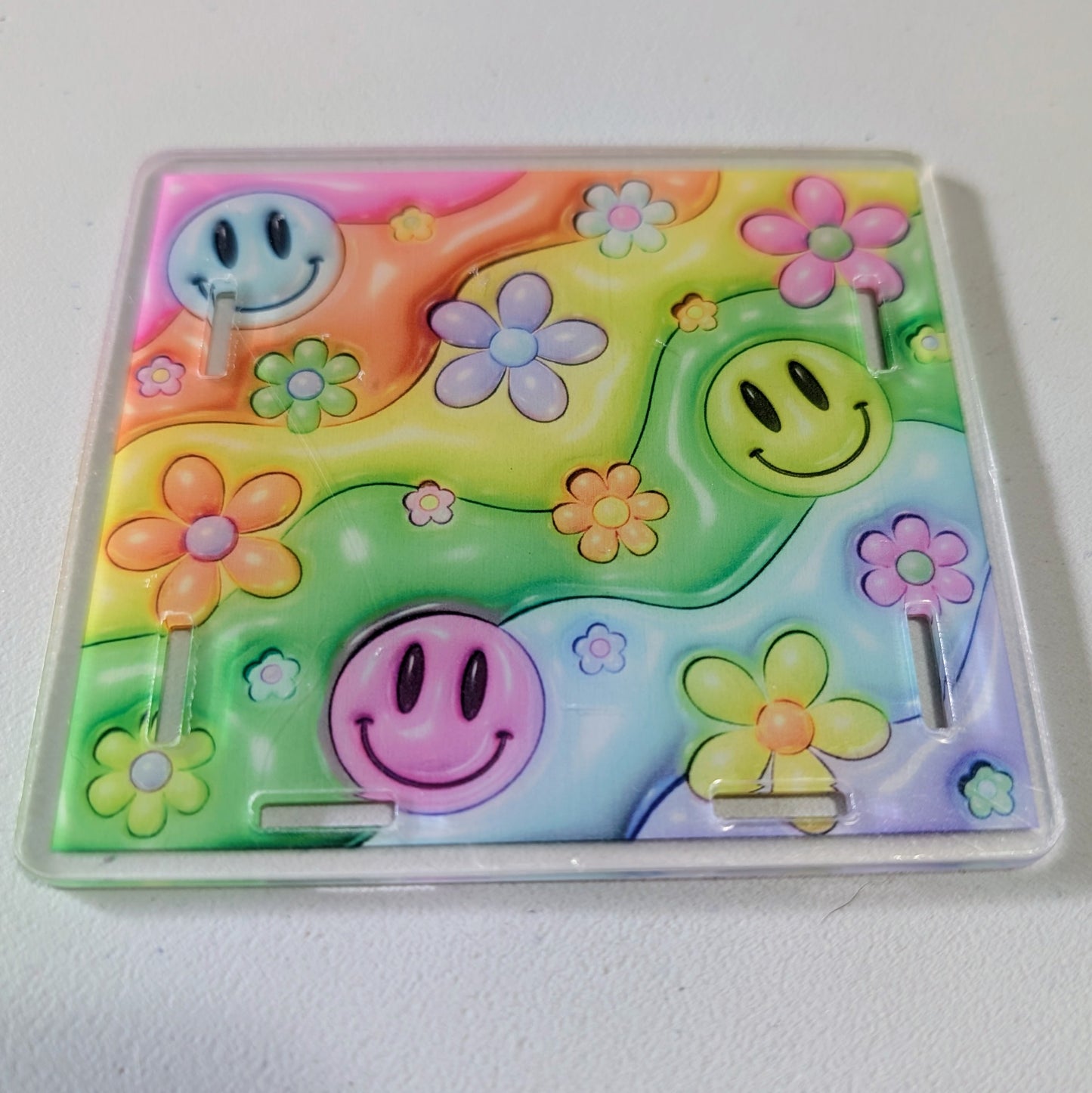 Colorful Smilie faces with flowers Pen Box
