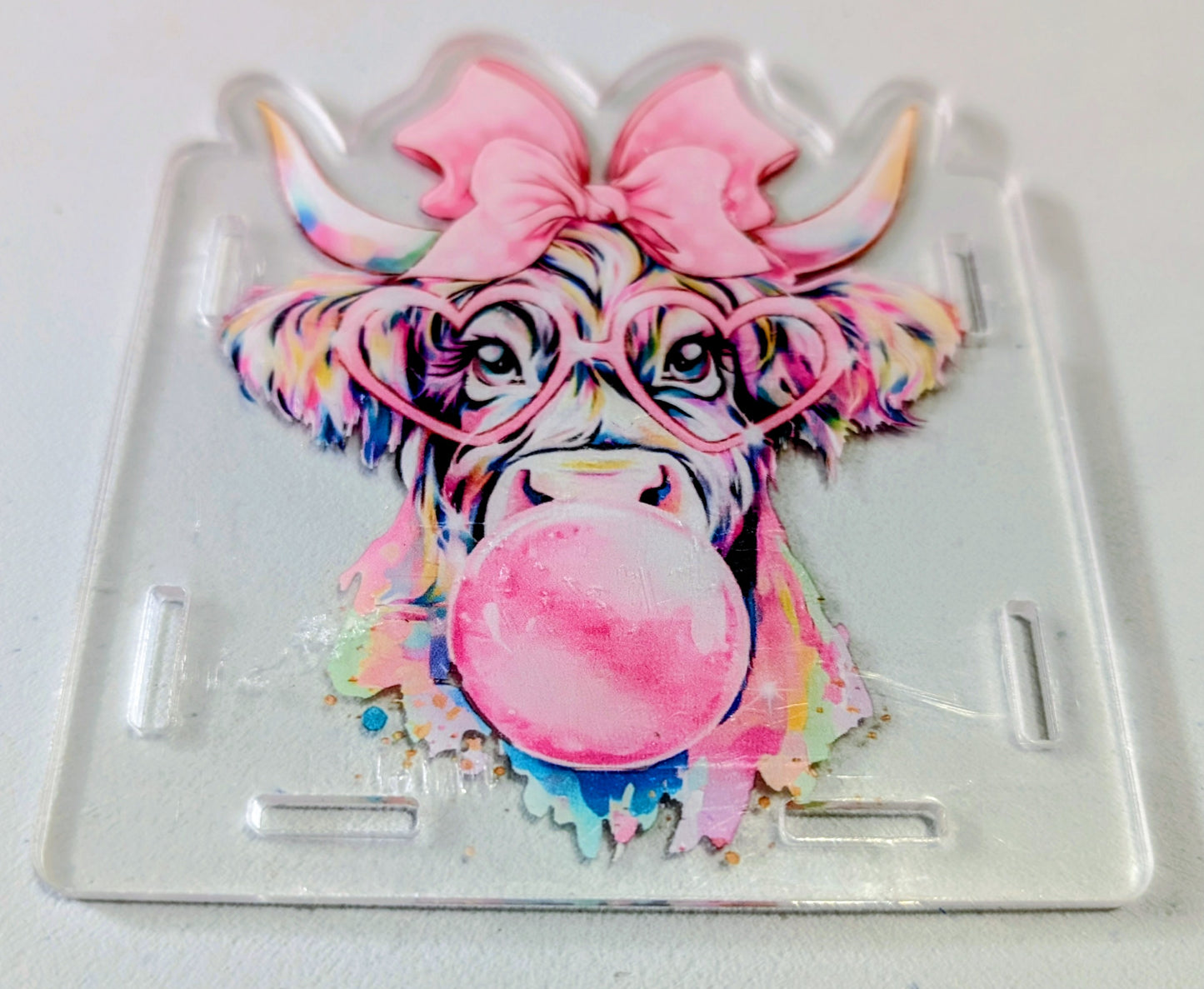 Highland Cow with Glasses Blowing Bubble - Light Pen Box