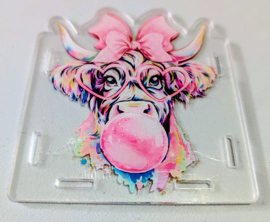 Highland Cow with Glasses Blowing Bubble - Light Pen Box