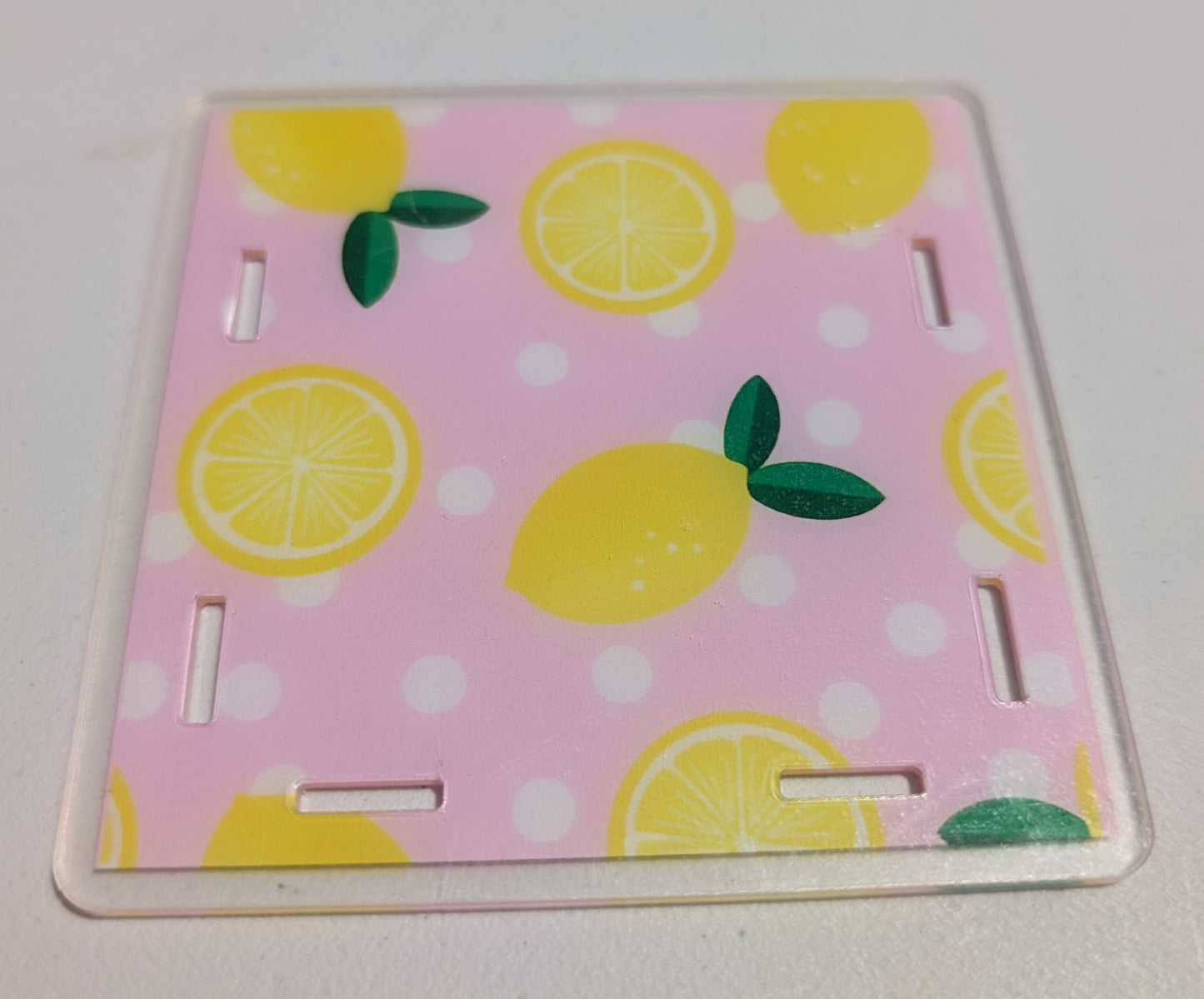 Lemons on a Pink Polka Dot Background Pen Box
