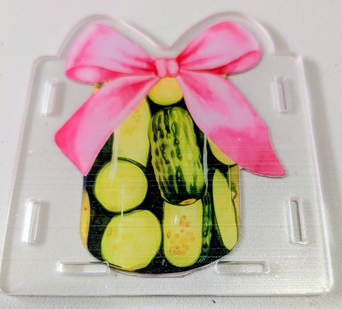 pickle jar with pink bow  Pen Box