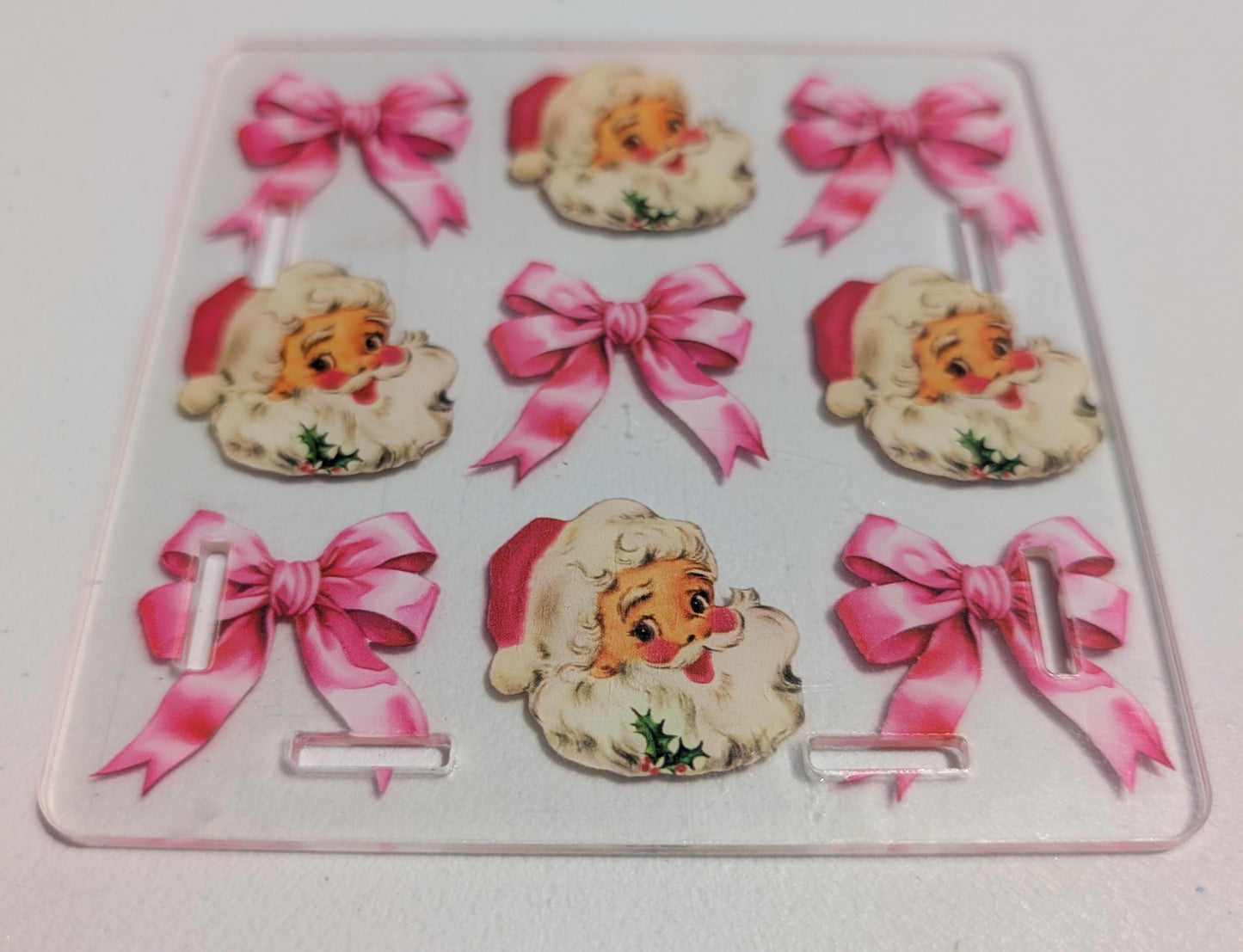 Santa Face and Pink Bows Grid Pen Box